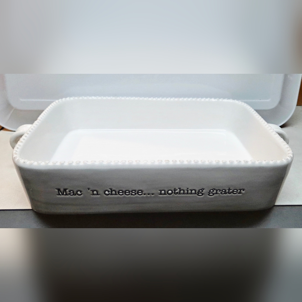 Mud Pie Mac 'N Cheese Nothing Grater Casserole Baking Dish 13.5"